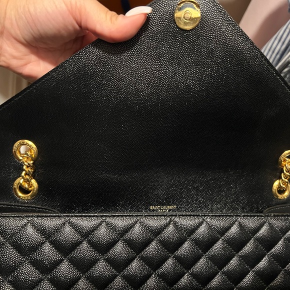 YSL ENVELOPE LARGE BAG IN MIX MATELASSÉ GRAIN DE POUDRE EMBOSSED LEATHER - Picture 4 of 9